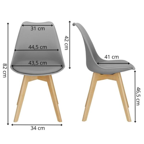 Set 4 scaune dining Verdhe pentru bucatarie cu perna tapitata cu piele ecologica, 44x82cm, gri - Image 14