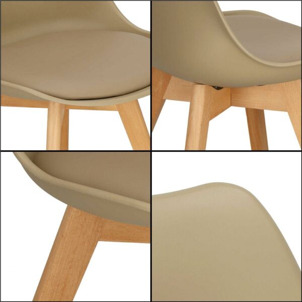 Set 4 scaune dining Verdhe pentru bucatarie cu perna tapitata cu piele ecologica, 44x82cm, maro - Image 13