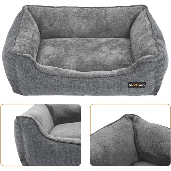 FEANDREA Kutyaágy, megemelt vastag szélekkel, csúszásmentes, levehető huzat, XL, nagytestű kutyáknak, 110x75x27cm, világosszürke - Image 12