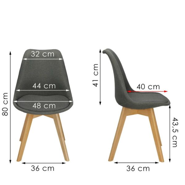 Set 4 scaune dining Verdhe pentru bucatarie tapitat cu material din in, 44x80cm, gri - Image 15