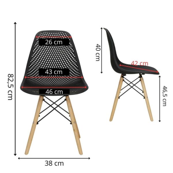 Set 4 scaune dining Milano pentru bucatarie cu textura perforata, 43x83cm, negru - Image 14