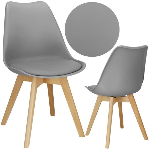 Set 4 scaune dining Verdhe pentru bucatarie cu perna tapitata cu piele ecologica, 44x82cm, gri - Image 15