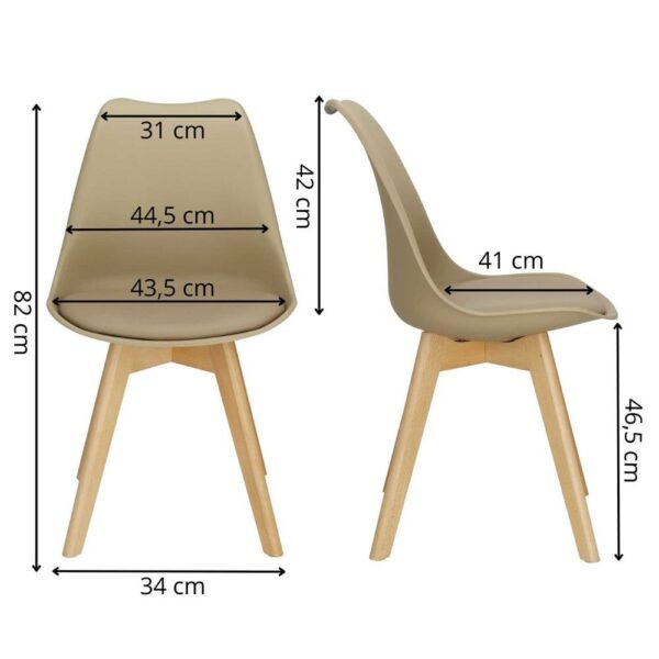Set 4 scaune dining Verdhe pentru bucatarie cu perna tapitata cu piele ecologica, 44x82cm, maro - Image 14