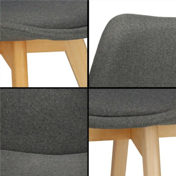 Set 4 scaune dining Verdhe pentru bucatarie tapitat cu material din in, 44x80cm, gri - Image 16