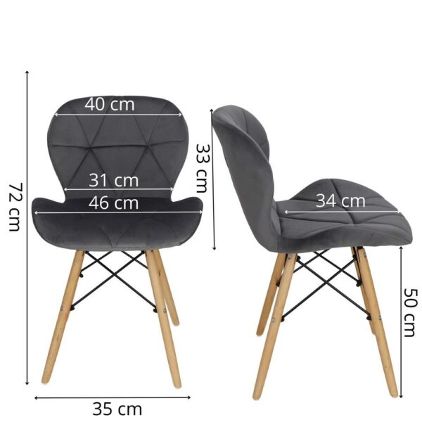 Set 4 scaune dining Torino pentru bucatarie tapitat cu catifea, 40x72cm, gri - Image 18
