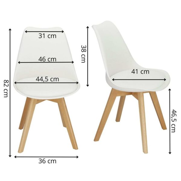 4db Verdhe konyhai szék ökobőrrel kárpitozott párnával, 44x82cm, fehér - Image 17
