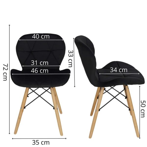 Set 4 scaune dining Torino pentru bucatarie tapitat cu catifea, 40x72cm, negru - Image 19