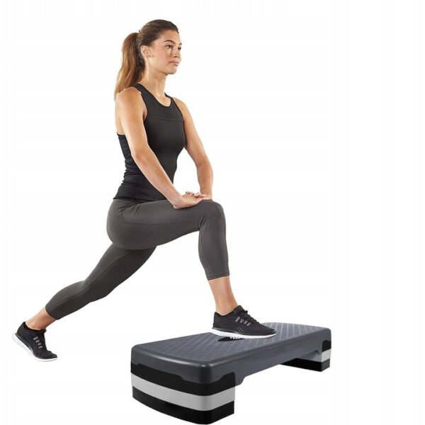 Aerobic steppad, 3 fokozatban állítható, terhelés 350 kg, 28x68x20cm, fekete és szürke - Image 3