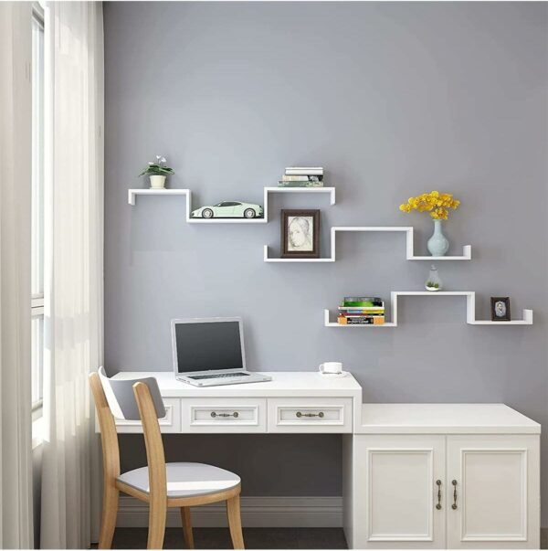 SONGMICS Lebegő fali polcok, 3 db-os készlet, MDF, 30, 35 és 40 cm, fehér - Image 2