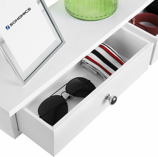 SONGMICS Lebegő falipolc 2 fiókkal, MDF, teherbírás 15kg, 15x65x10cm, fehér - Image 2