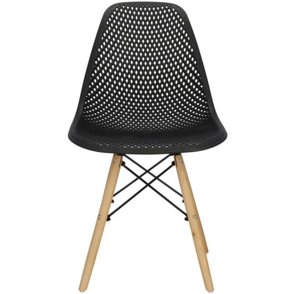 Set 4 scaune dining Milano pentru bucatarie cu textura perforata, 43x83cm, negru - Image 3