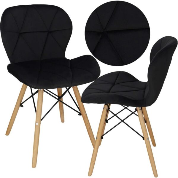 Set 4 scaune dining Torino pentru bucatarie tapitat cu catifea, 40x72cm, negru - Image 3