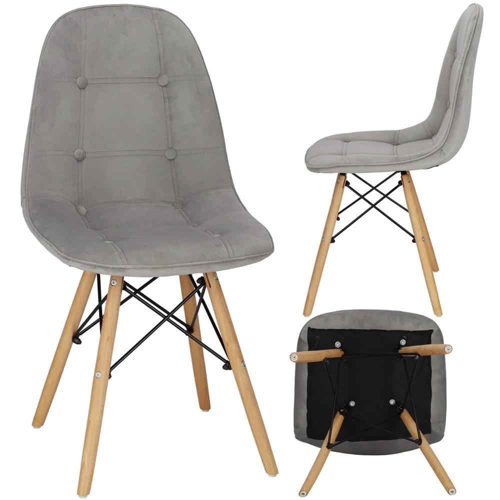 Set 4 scaune dining Milano Soft pentru bucatarie tapitat cu catifea moale, 44x84cm, gri - Image 3