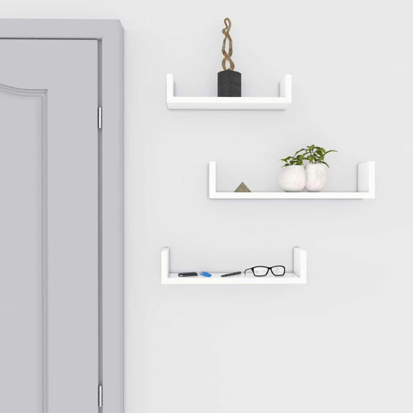 SONGMICS Lebegő fali polcok, 3 db-os készlet, MDF, 30, 35 és 40 cm, fehér - Image 7