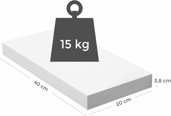VASAGLE Lebegő függesztett fali polc, MDF, rögzítőrendszerrel együtt, 40x20x4cm, fehér - Image 3