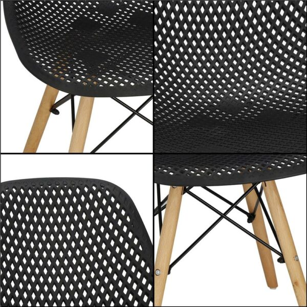 Set 4 scaune dining Milano pentru bucatarie cu textura perforata, 43x83cm, negru - Image 4