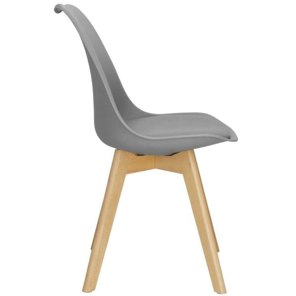 Set 4 scaune dining Verdhe pentru bucatarie cu perna tapitata cu piele ecologica, 44x82cm, gri - Image 3