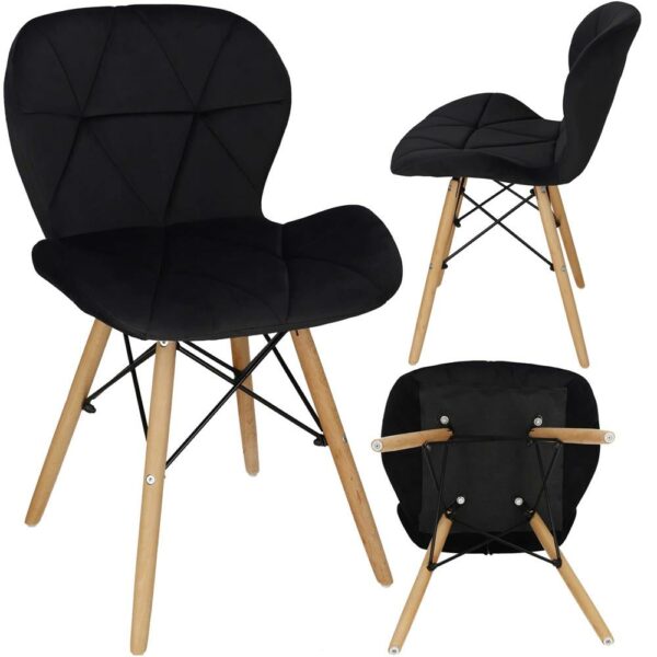 Set 4 scaune dining Torino pentru bucatarie tapitat cu catifea, 40x72cm, negru - Image 4