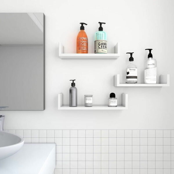 SONGMICS Lebegő fali polcok, 3 db-os készlet, MDF, 30, 35 és 40 cm, fehér - Image 8