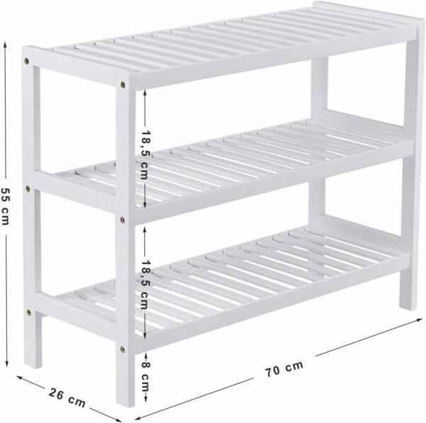 SONGMICS Bambusz tárolópolc, 3 szintes, 26x70x55cm, fehér - Image 4