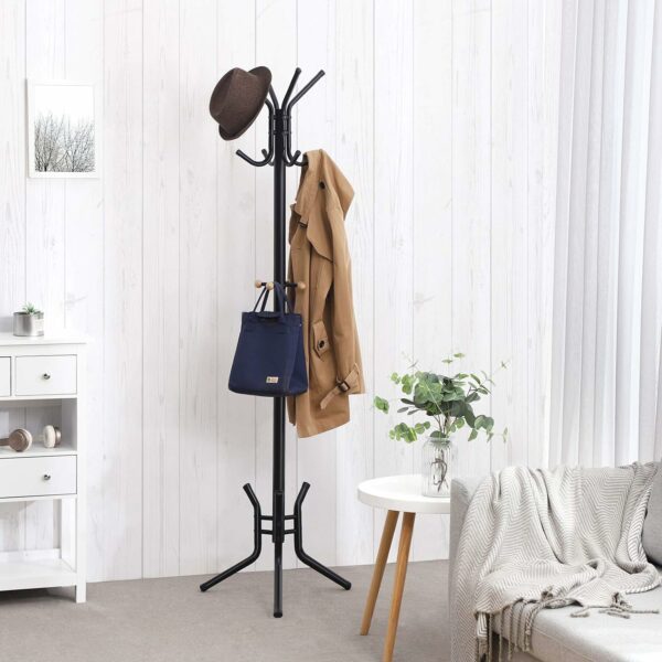 VASAGLE Cuier pentru haine, din otel, tip pom, cu 12 carlige, 176cm, negru - Image 4
