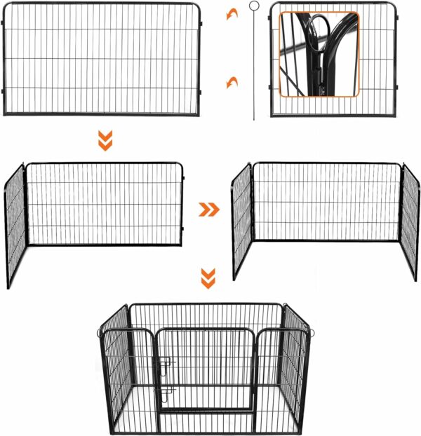 FEANDREA Kutya kennel, ajtóval, XXL, 122x80x70cm, fekete - Image 4