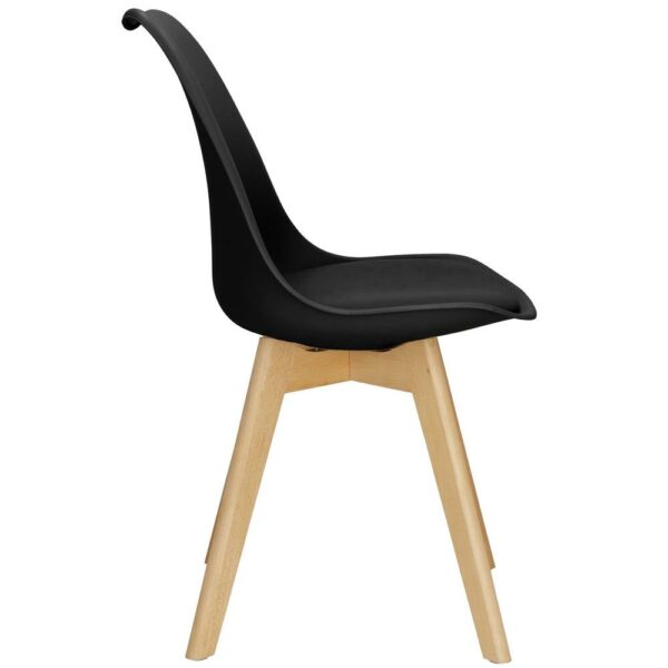 Set 4 scaune dining Verdhe pentru bucatarie cu perna tapitata cu piele ecologica, 44x82cm, negru - Image 4