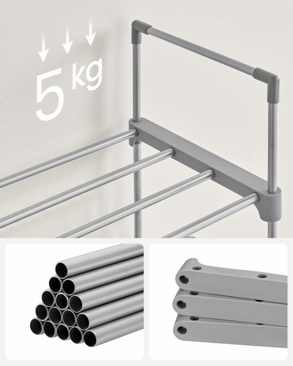 RESIGILAT: SONGMICS Suport pentru pantofi, cadru metalic cu 10 nivele, design personalizabil, 30x45x174cm, gri - Image 11