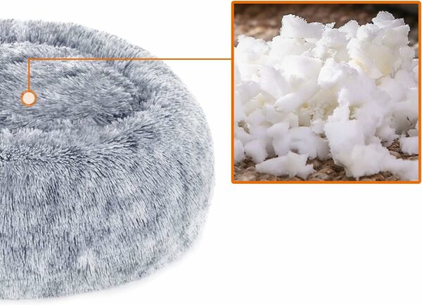 FEANDREA Bolyhos ágy kutyáknak és macskáknak, levehető huzattal, mosható, puha plüss hosszú cérnával, 50 cm, szürke - Image 6
