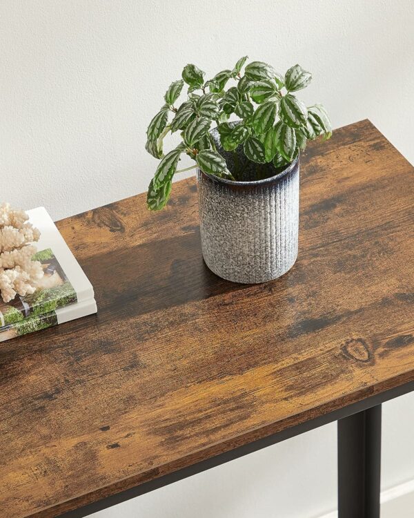 VASAGLE Masa de intrare, cadru metalic cu blat din lemn, industrial, 102x35x80cm, maro rustic si negru - Image 5