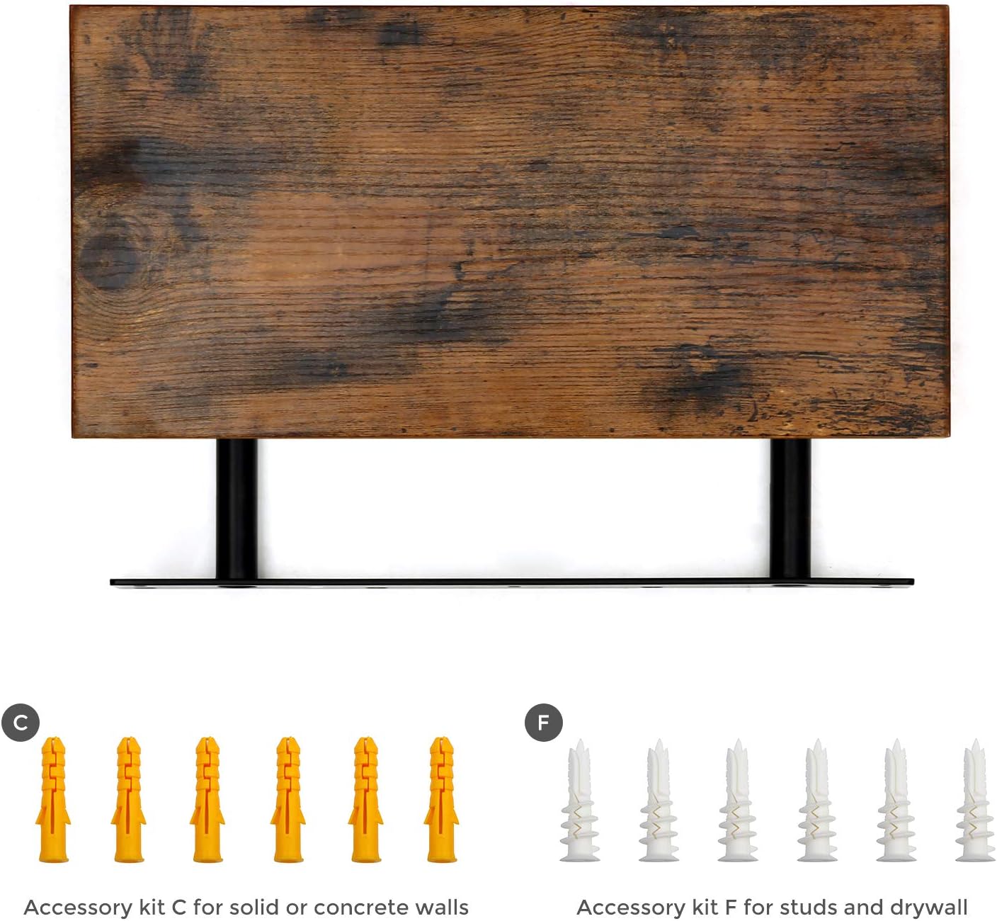 VASAGLE Lebegő fali polc, MDF, rögzítőrendszerrel együtt, 80x20x4cm, vintage barna - Image 5