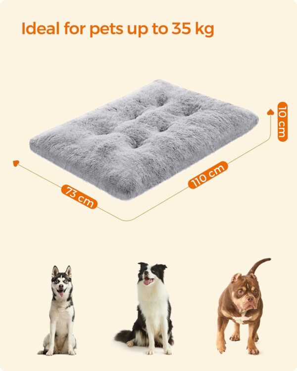 FEANDREA Pat pufos pentru caini sau pisici, captuseala moale cu fir lung, lavabil la masina, XL, 110x73cm, gri deschis - Image 5