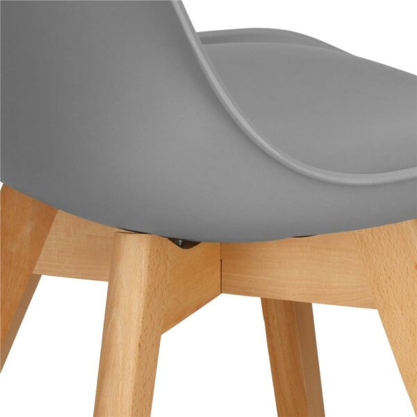 Set 4 scaune dining Verdhe pentru bucatarie cu perna tapitata cu piele ecologica, 44x82cm, gri - Image 5