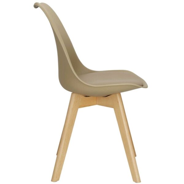 Set 4 scaune dining Verdhe pentru bucatarie cu perna tapitata cu piele ecologica, 44x82cm, maro - Image 4