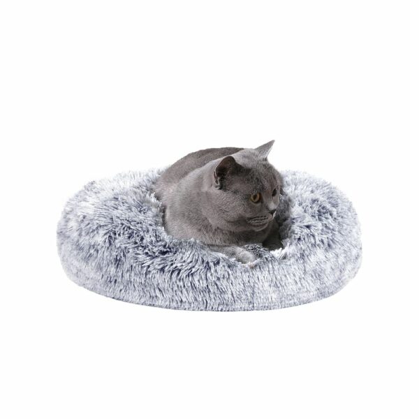 FEANDREA Bolyhos ágy kutyáknak és macskáknak, levehető huzattal, mosható, puha plüss hosszú cérnával, 50 cm, szürke - Image 7