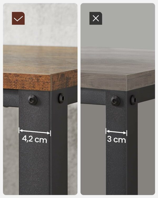 VASAGLE Masa de intrare, cadru metalic cu blat din lemn, industrial, 102x35x80cm, maro rustic si negru - Image 6