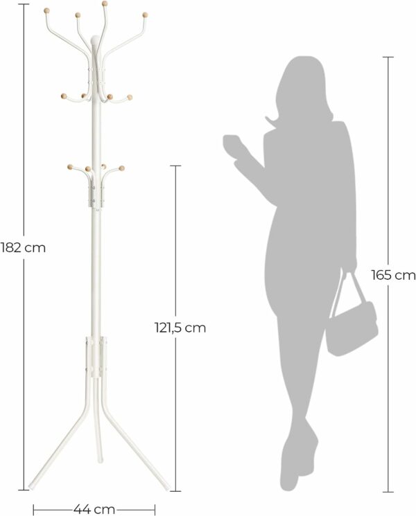 SONGMICS Ruhaakasztó 12 akasztóval 3 szinten, fém, magassága 182 cm, krémfehér - Image 6