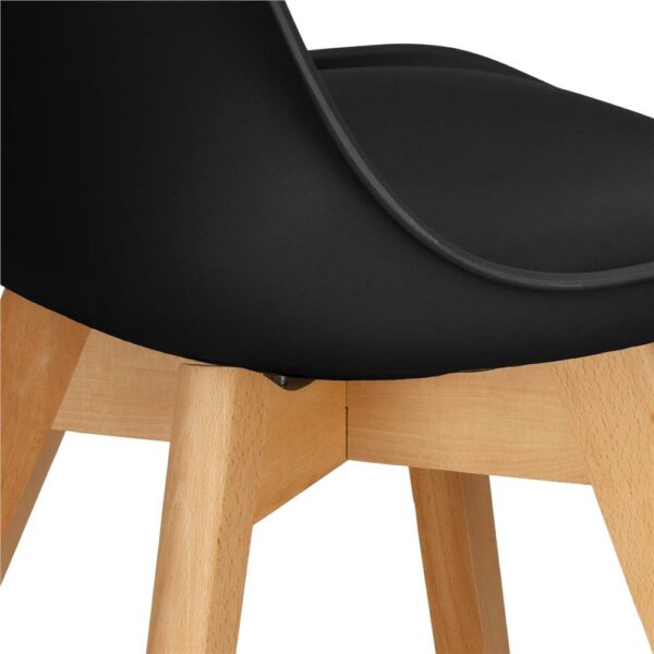 Set 4 scaune dining Verdhe pentru bucatarie cu perna tapitata cu piele ecologica, 44x82cm, negru - Image 6