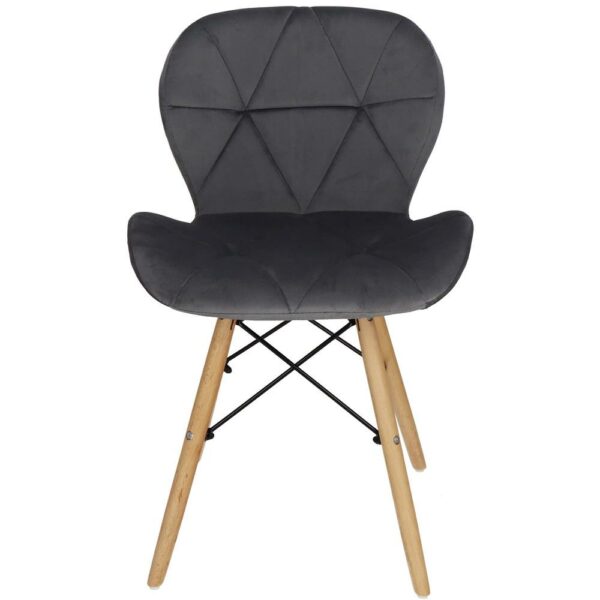 Set 4 scaune dining Torino pentru bucatarie tapitat cu catifea, 40x72cm, gri - Image 7