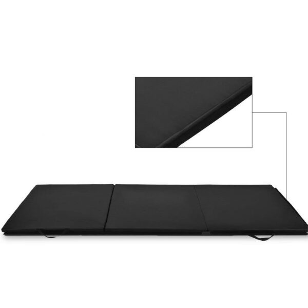 Vastag fitnesz szőnyeg gimnasztikai edzéshez, összecsukható, 180x60x5cm, fekete - Image 7
