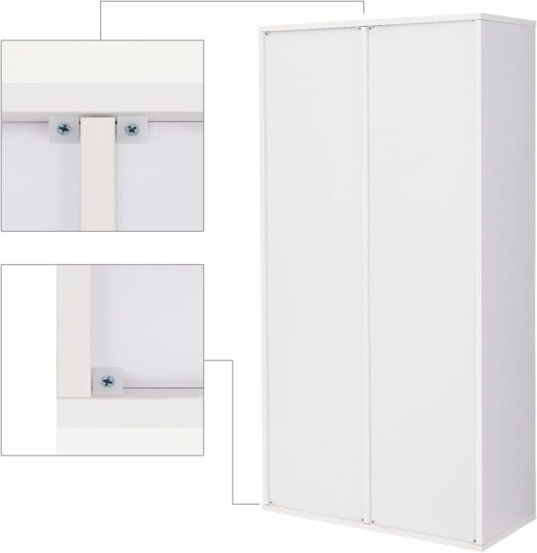 VASAGLE Könyvespolc, 8 polcos, nappaliba, fa, 30x130x66cm, fehér - Image 7