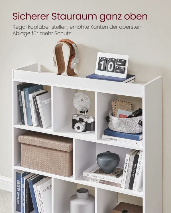 (DL) VASAGLE Biblioteca, raft cu 8 unitati de depozitare, pentru living, din lemn, 30x98x100cm, alb - Image 7