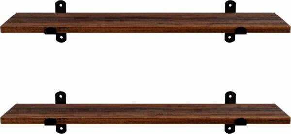 ÚJRACSOMAGOLT TERMÉK: SONGMICS 2 db lebegő fali polc készlet, MDF vintage fa hatású, 60x20cm, polconként 15 kg, orosz barna - Image 12