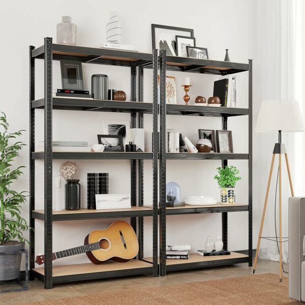 SONGMICS Fém tárolópolc, MDF polcokkal, 5 polc, max. 875 kg, 180x90x40 cm, fekete - Image 6