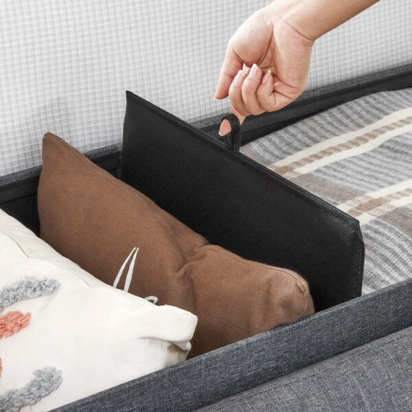 SONGMICS Taburet pliabil cu sezut moale, spatiu de depozitare 131litri, maxim 300kg, 110x38x38cm, gri inchis - Image 7