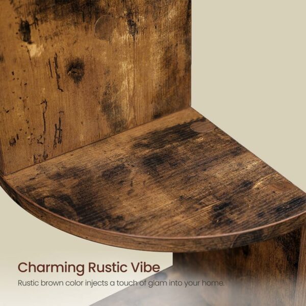 VASAGLE Raft de colt plutitor pe 5 niveluri, din lemn, 20x20x128cm, maro rustic - Image 7
