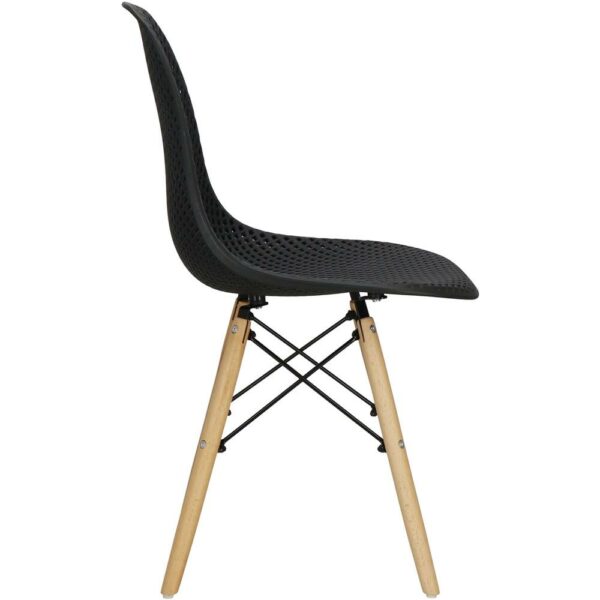 Set 4 scaune dining Milano pentru bucatarie cu textura perforata, 43x83cm, negru - Image 7