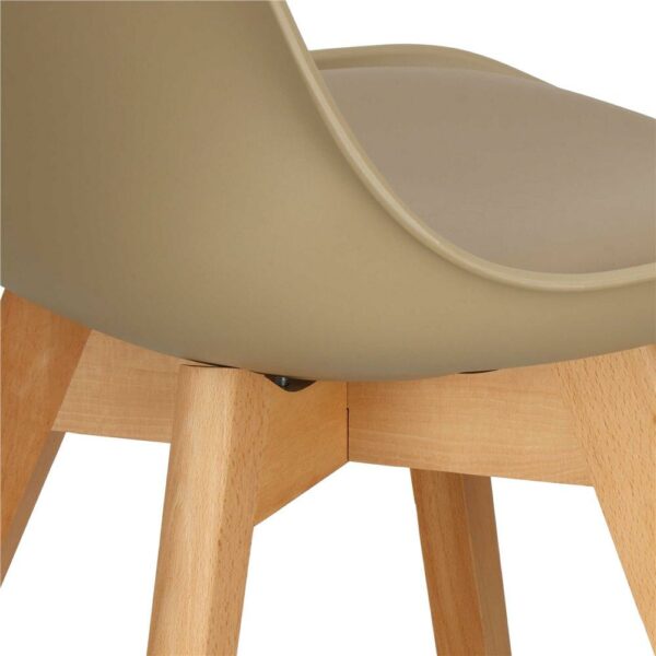 Set 4 scaune dining Verdhe pentru bucatarie cu perna tapitata cu piele ecologica, 44x82cm, maro - Image 6