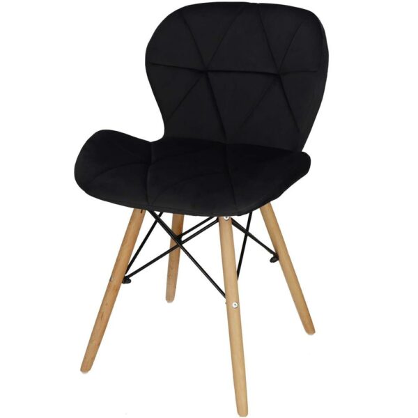Set 4 scaune dining Torino pentru bucatarie tapitat cu catifea, 40x72cm, negru - Image 8