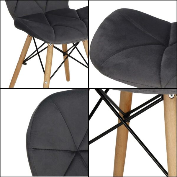 Set 4 scaune dining Torino pentru bucatarie tapitat cu catifea, 40x72cm, gri - Image 8
